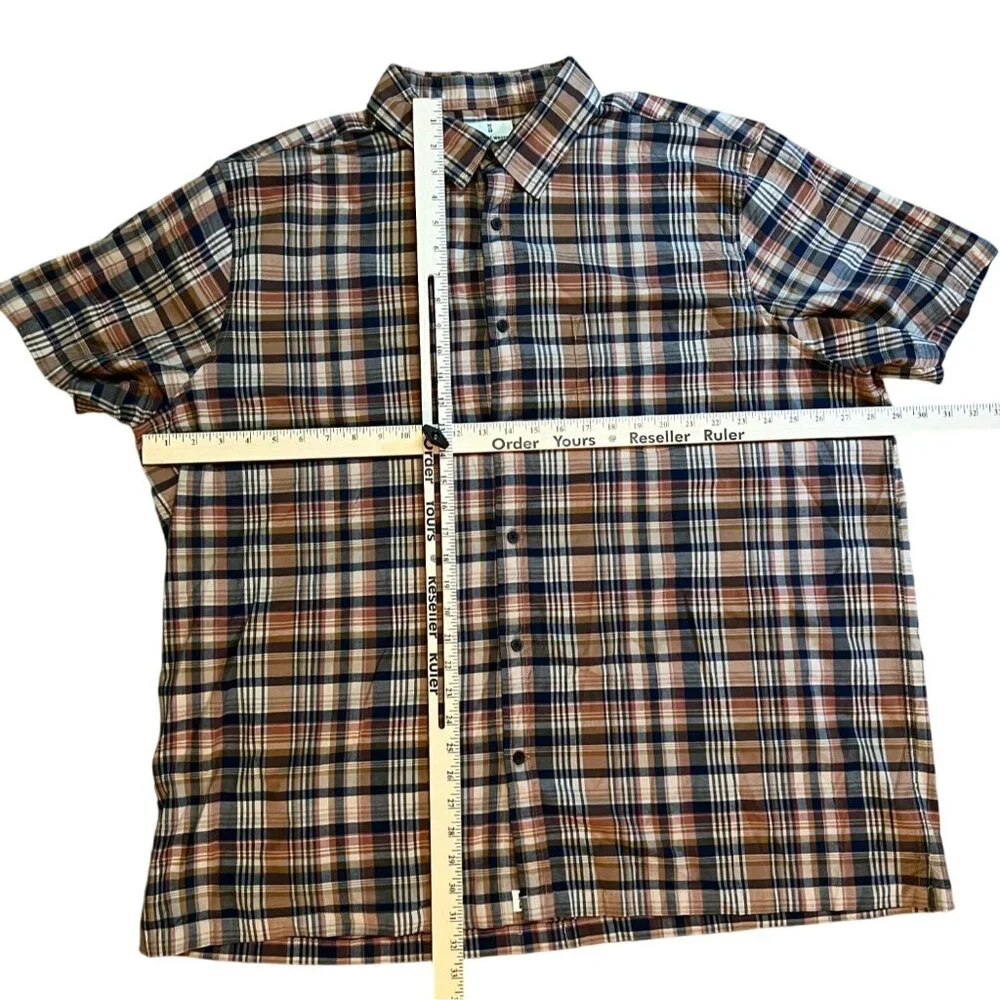 Mutual Weave Mens Plaid Short Sleeve Shirt 2XL Cotton Blend